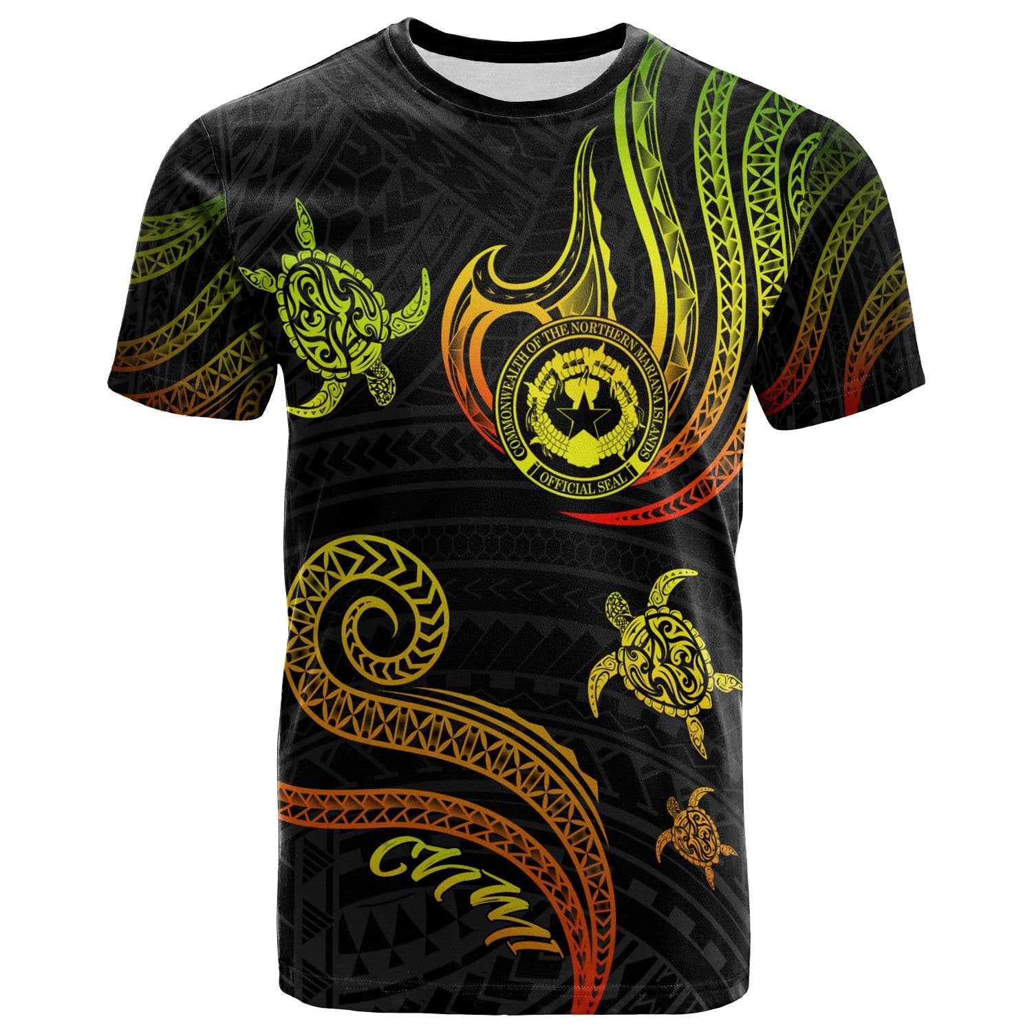 Northern Mariana Islands T Shirt Polynesian Turtle With Pattern Reggae Unisex Art - Polynesian Pride