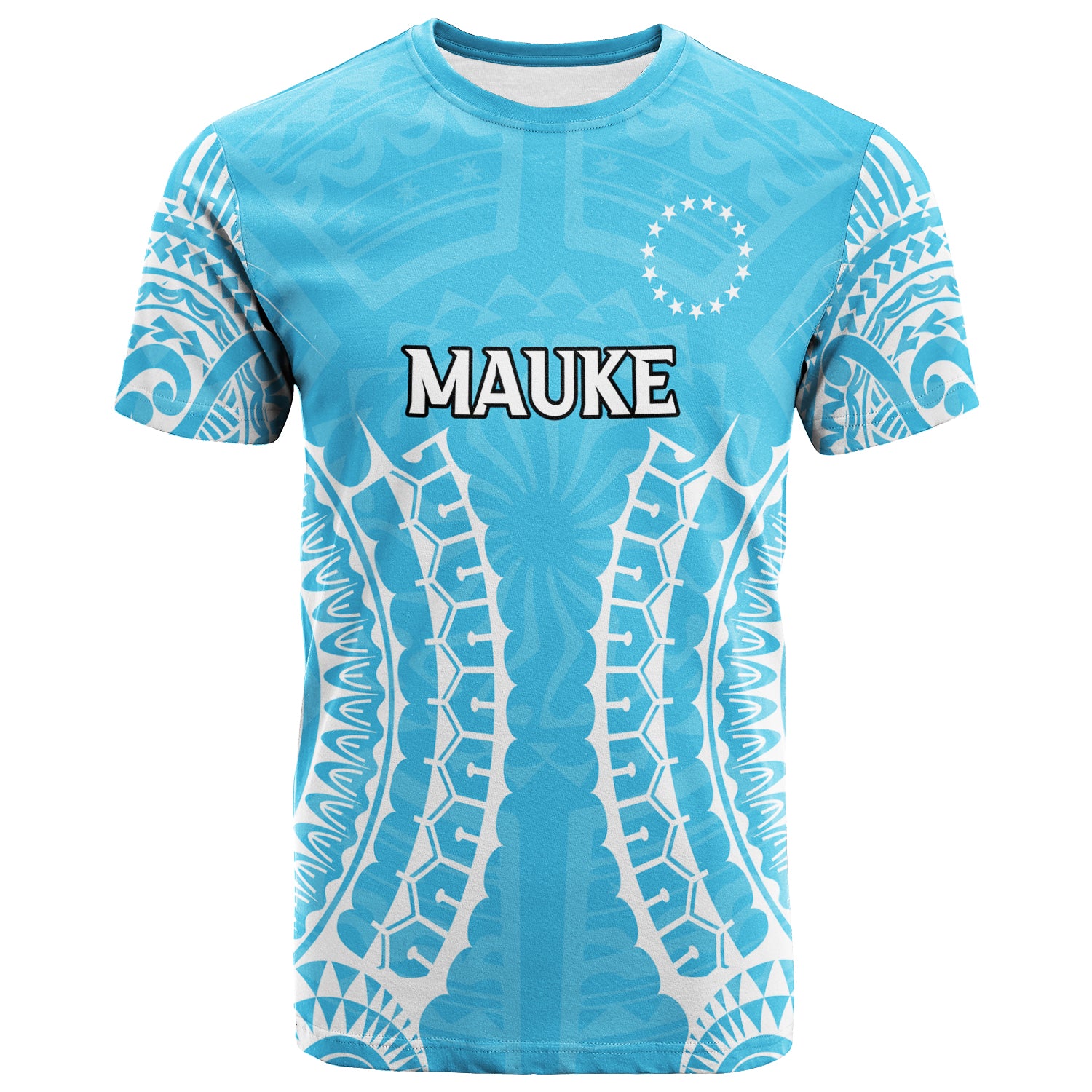Cook Islands Mauke T Shirt Tribal Pattern LT12 Unisex Blue - Polynesian Pride
