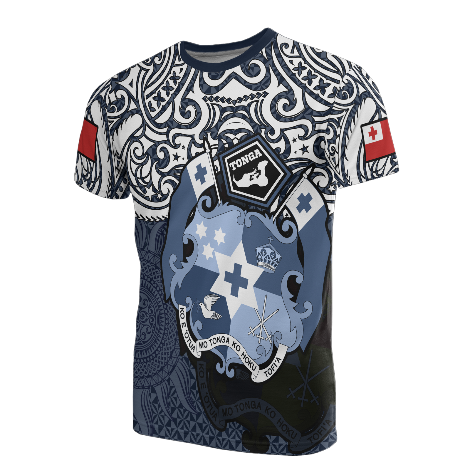 Tonga Pride T Shirt Tonga Flag Coat of Arms Polynesian Tattoo Unisex Blue - Polynesian Pride