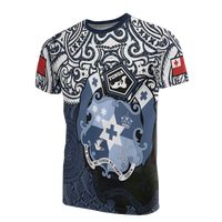 Tonga Pride T Shirt Tonga Flag Coat of Arms Polynesian Tattoo Unisex Blue - Polynesian Pride
