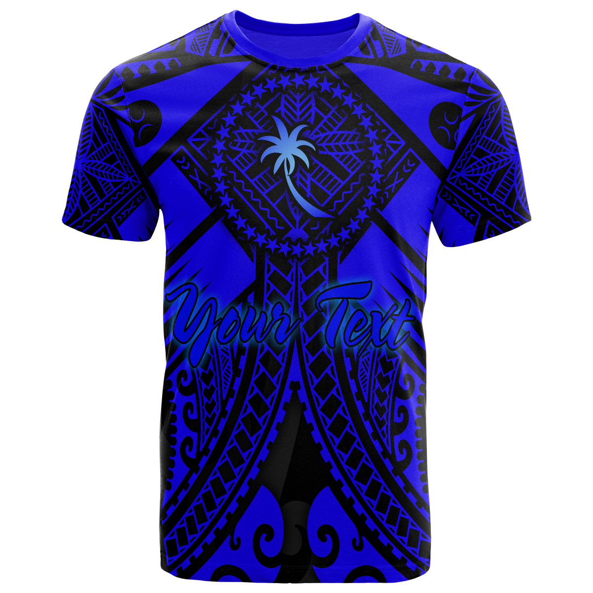 Chuuk Custom T Shirt Blue Seal with Polynesian Tattoo Unisex Blue - Polynesian Pride