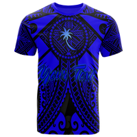 Chuuk Custom T Shirt Blue Seal with Polynesian Tattoo Unisex Blue - Polynesian Pride