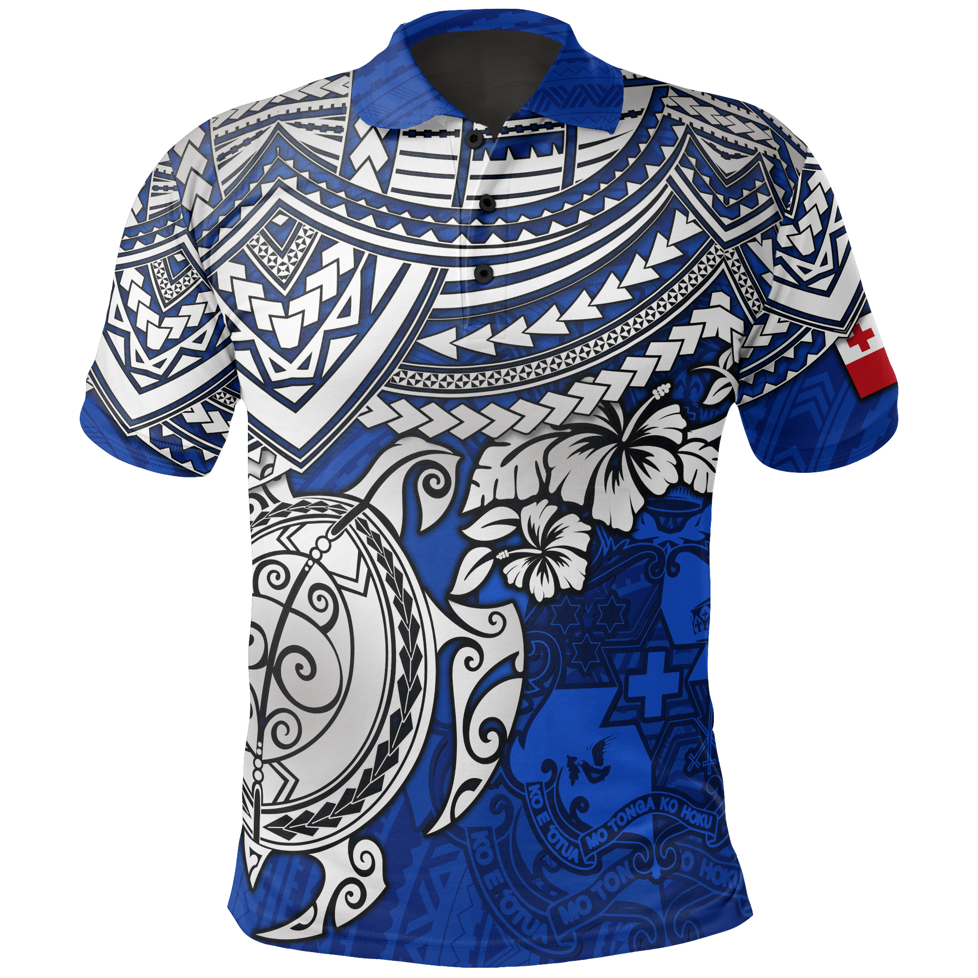 Tonga Polo Shirt Tongan Coat Of Arms Blue Turtle Hibiscus Unisex BLUE - Polynesian Pride