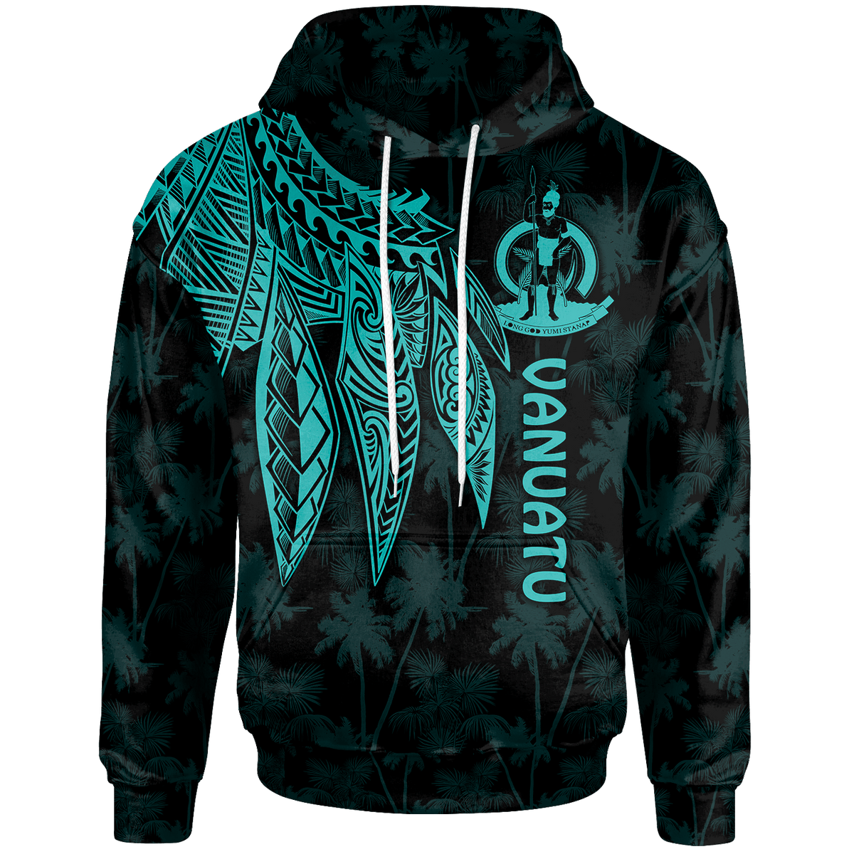 Vanuatu Hoodie Polynesian Wings (Turquoise) Unisex Turquoise - Polynesian Pride