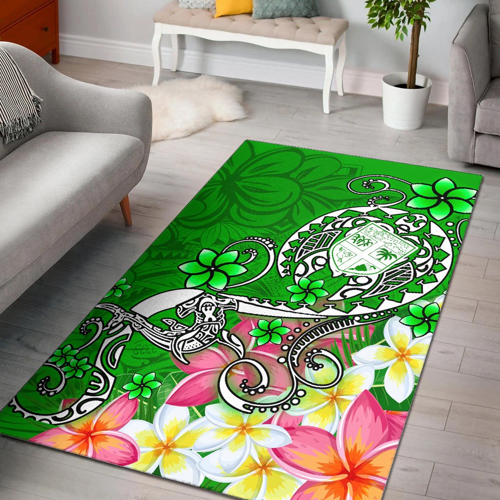 Fiji Area Rug - Turtle Plumeria (Green) Green - Polynesian Pride