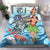 Northern Mariana Islands Bedding Set - Polynesian Girls With Shark Blue - Polynesian Pride