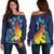 Philippines Women's Off Shoulder Sweater - King Lapu Lapu Blue - Polynesian Pride