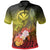 Polynesian Hawaii Polo Shirt Kanaka Maoli Humpback Whale with Tropical Flowers (Yellow) Unisex Yellow - Polynesian Pride