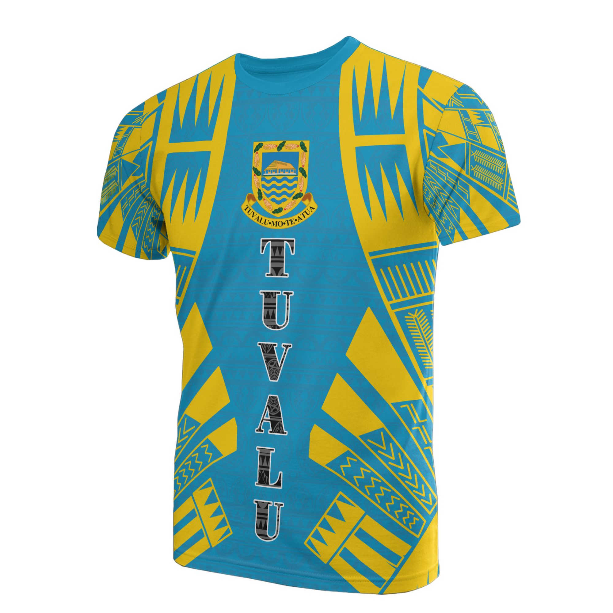 Tuvalu T Shirt Tuvaluan Coat of Arms Polynesian Tattoo Blue Style Unisex Art - Polynesian Pride