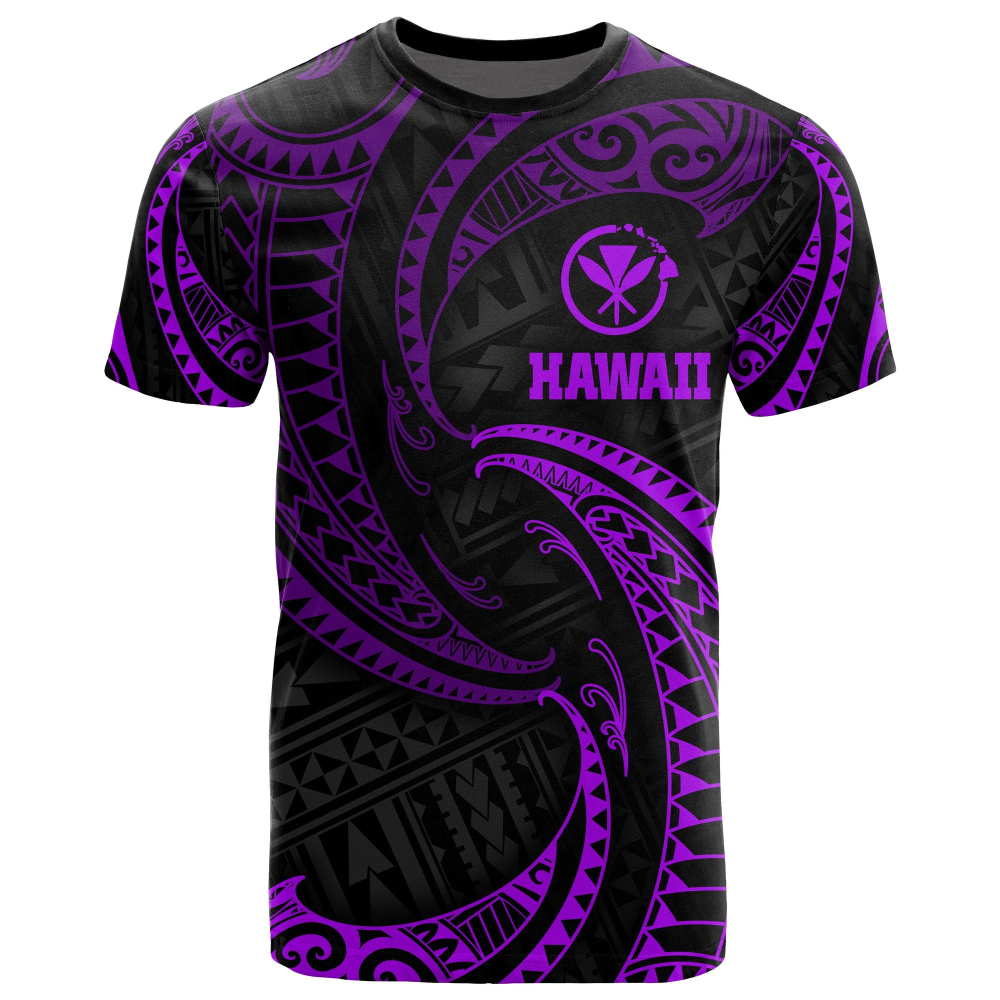 Polynesian Hawaii T Shirt Purple Tribal Wave Unisex Purple - Polynesian Pride