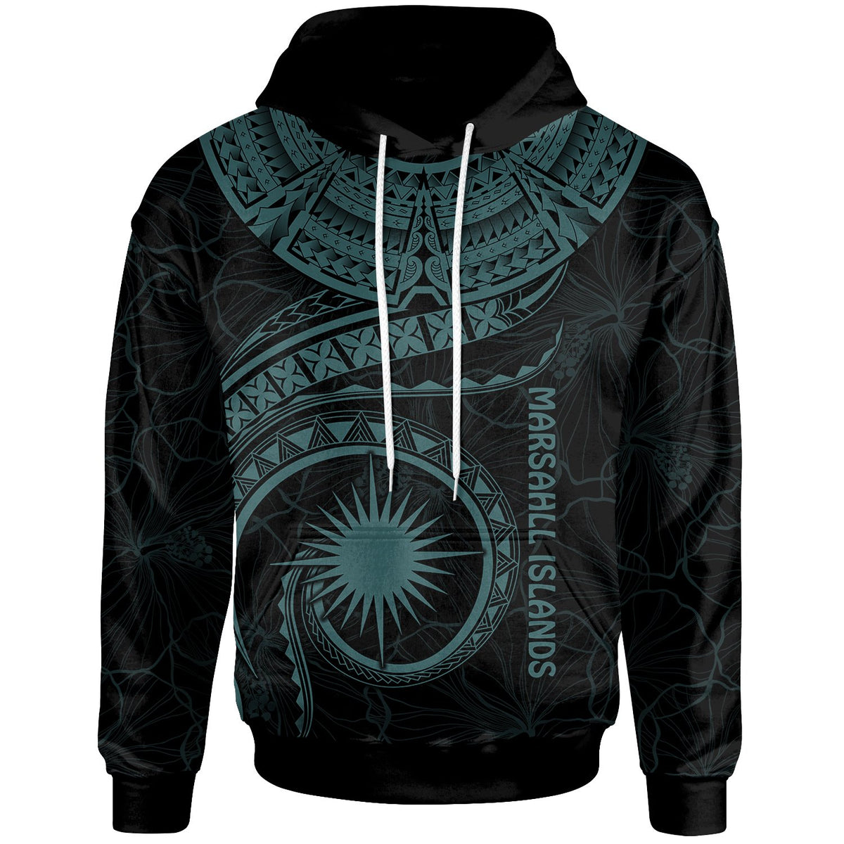 Marshall Islands Polynesian Hoodie Marshall Islands Waves (Turquoise) Unisex Turquoise - Polynesian Pride