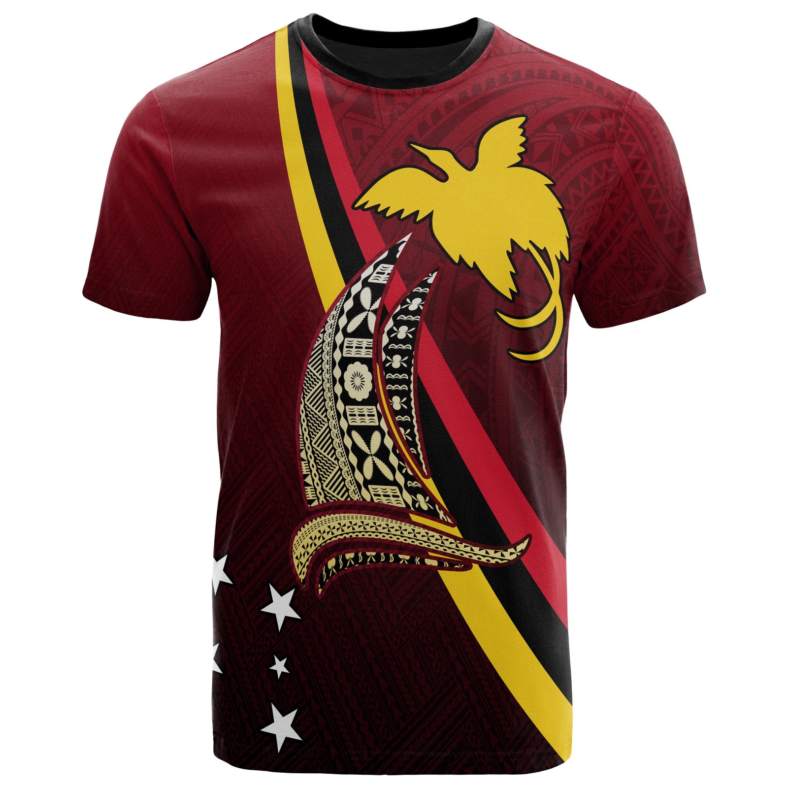 Papua New Guinea T Shirt Papua New Guinea Flag Sailing Style Unisex RED - Polynesian Pride