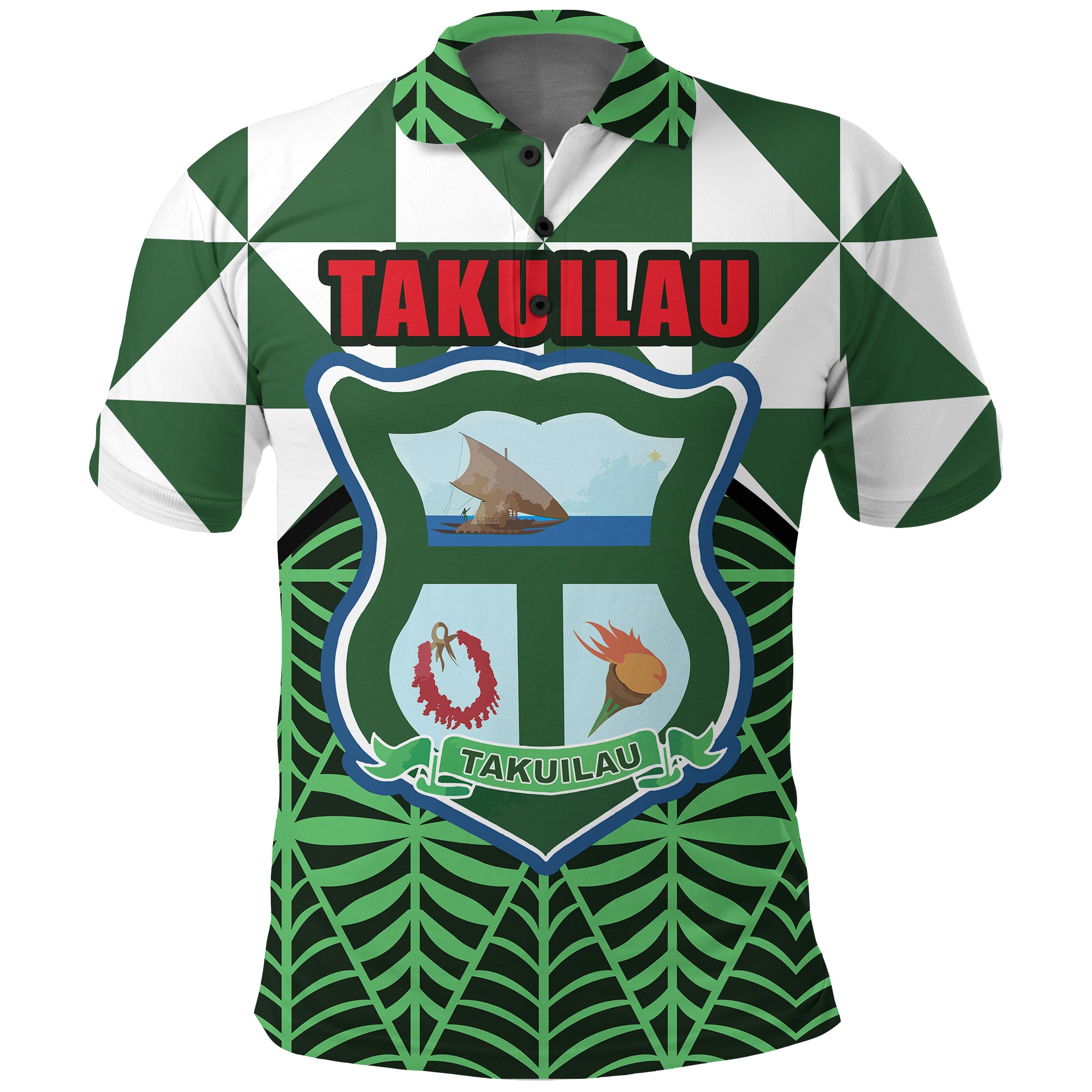 Takuilau College Polo Shirt Tongan Patterns LT20 Unisex Green - Polynesian Pride