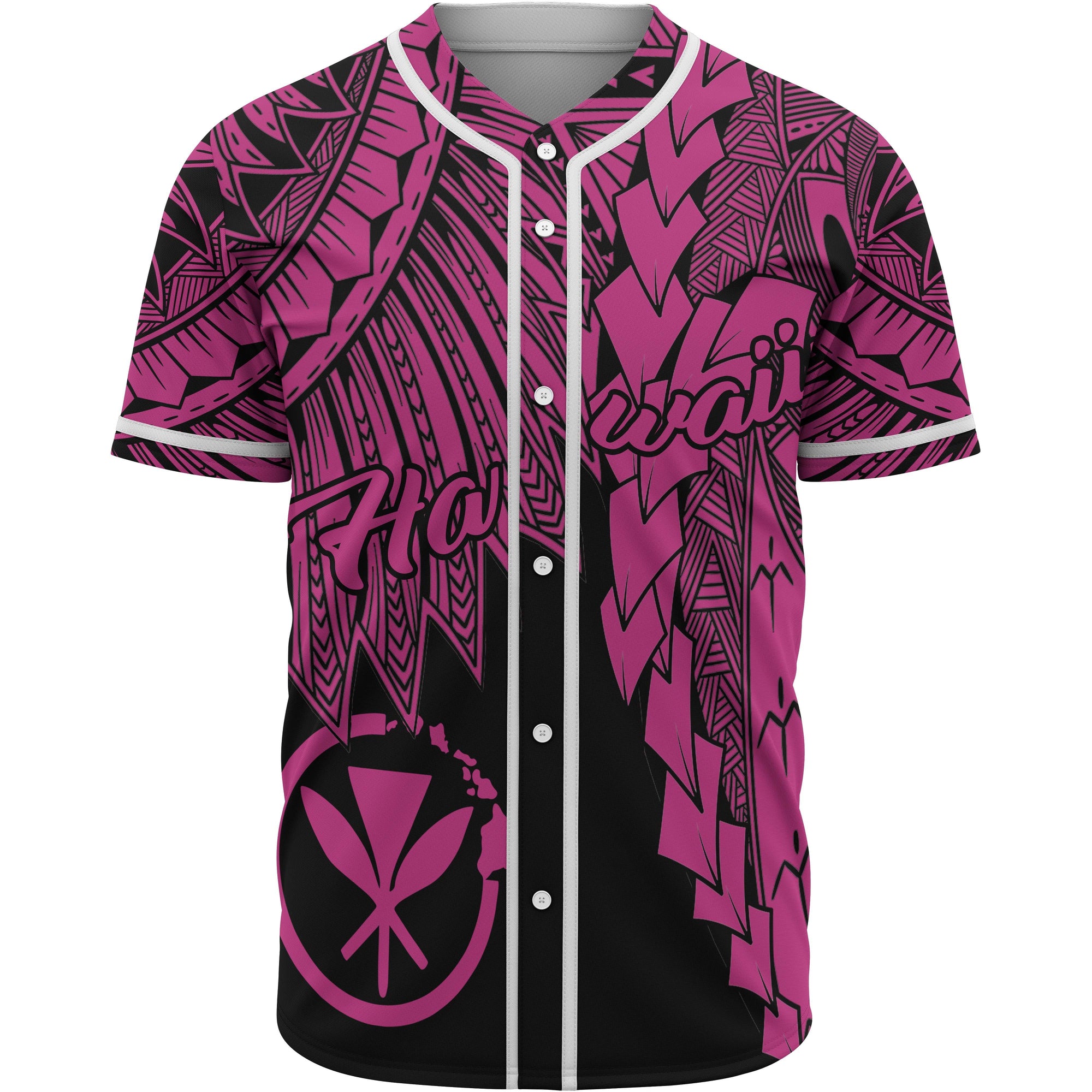 Hawaii Kanaka Maoli Polynesian Baseball Shirt - Tribal Wave Tattoo Pink Unisex Pink - Polynesian Pride