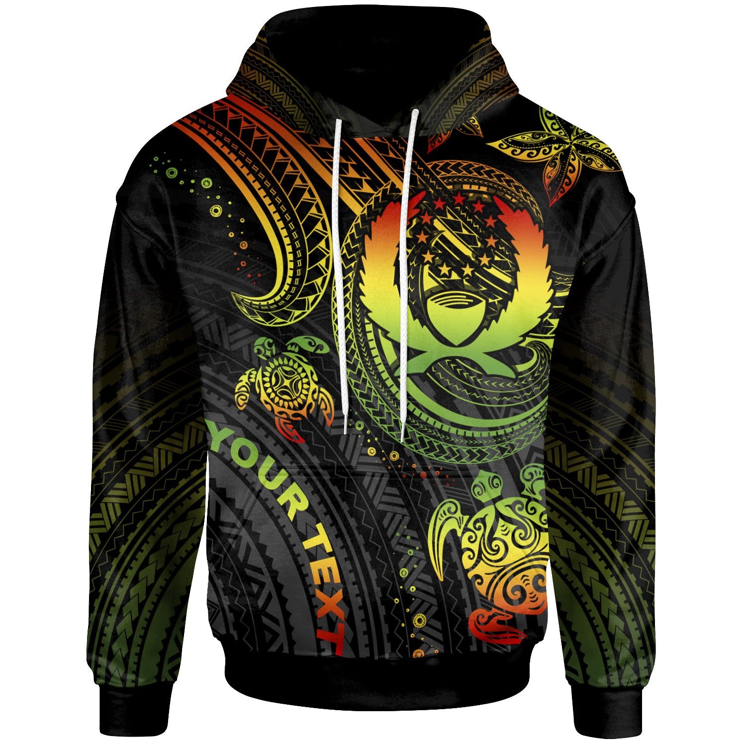 Pohnpei Custom Hoodie Reggae Turtle Unisex Reggae - Polynesian Pride