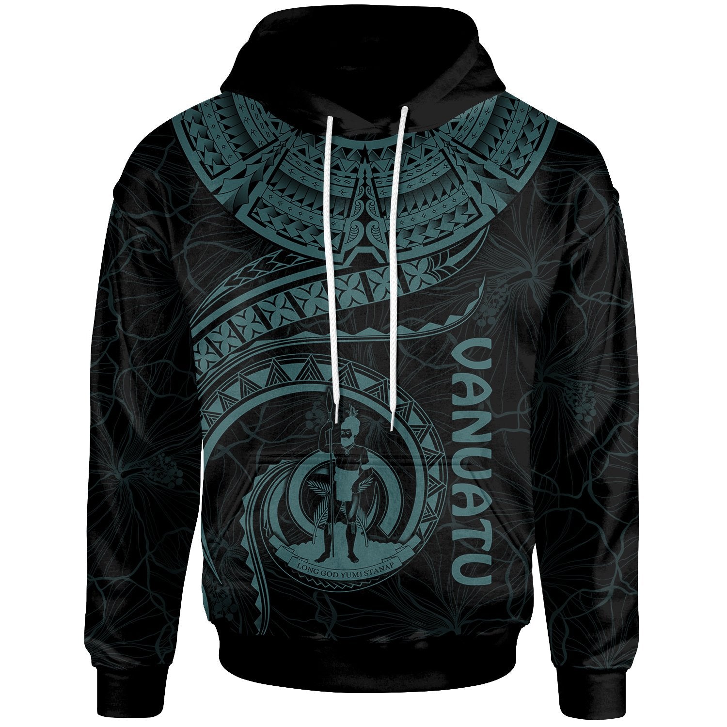 Vanuatu Polynesian Hoodie Vanuatu Waves (Turquoise) Unisex Turquoise - Polynesian Pride