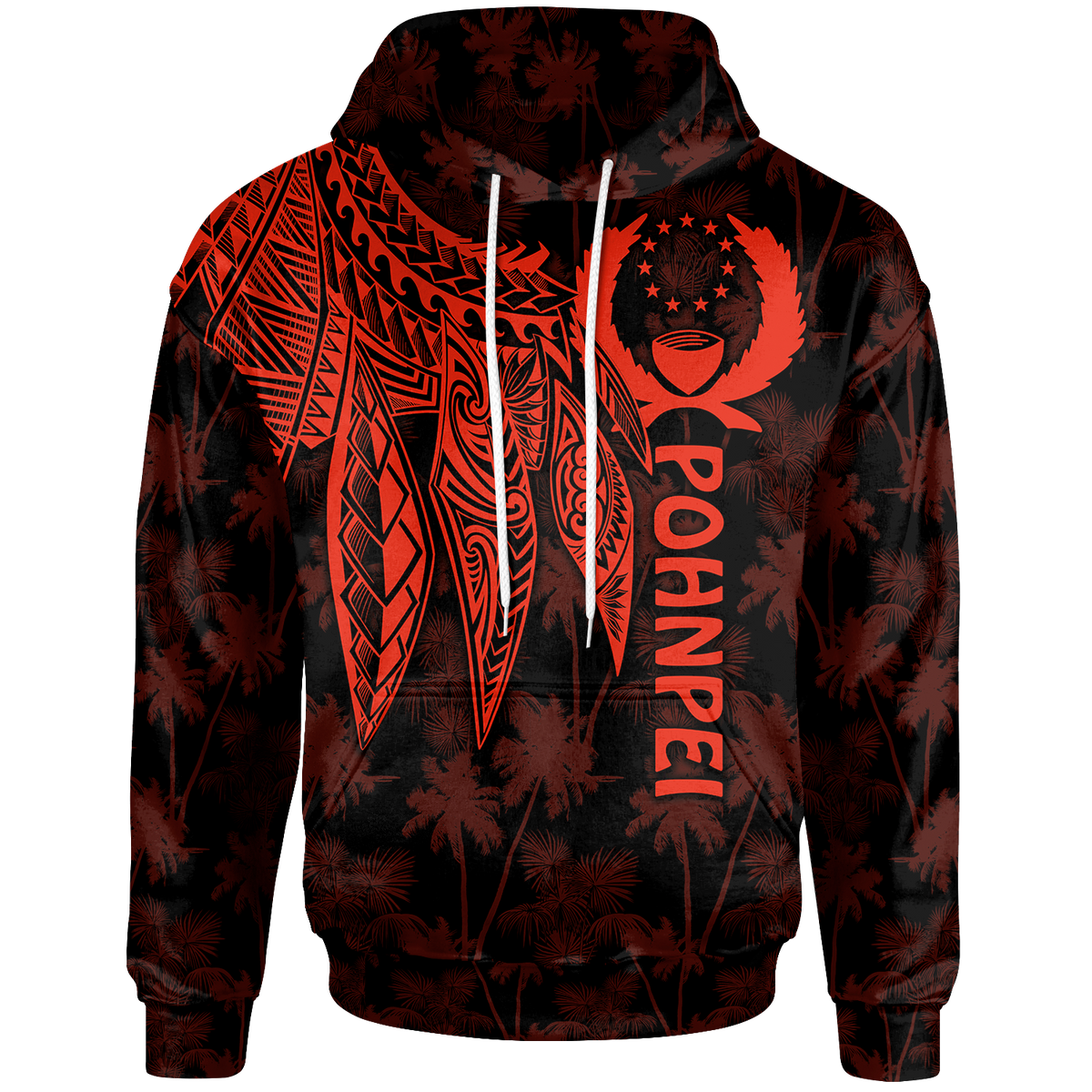 Pohnpei Hoodie Polynesian Wings (Red) Unisex Red - Polynesian Pride