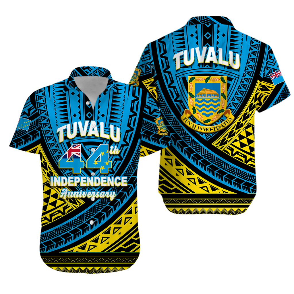 Tuvalu Hawaiian Shirt 44th Independence Anniversary - Tribal Pattern - LT12 Unisex Blue - Polynesian Pride