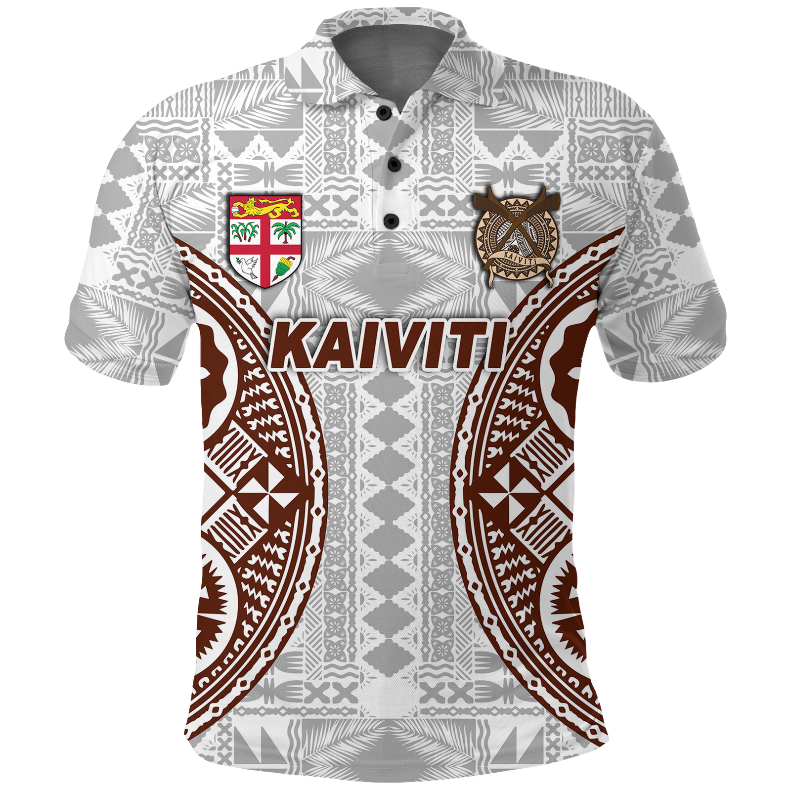 Custom Fiji Kaiviti Tapa Pattern Polo Shirt LT12 Unisex White - Polynesian Pride