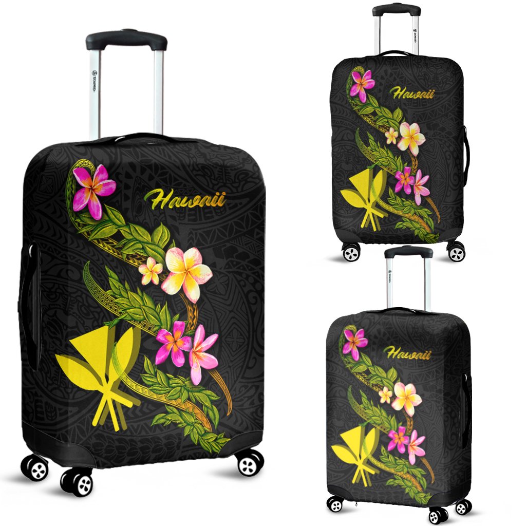 Hawaii Polynesian Luggage Covers - Plumeria Tribal Black - Polynesian Pride