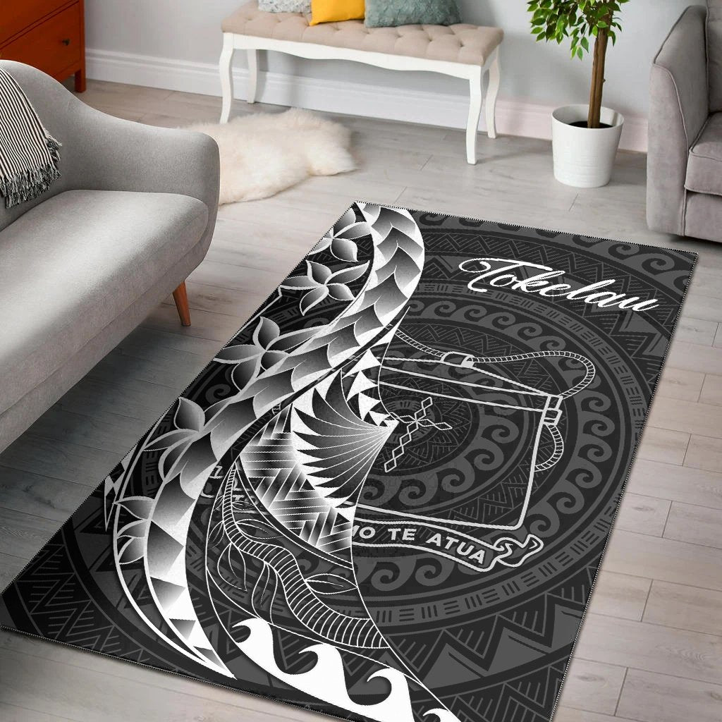 Tokelau Area Rug - Polynesian Pattern Style Black - Polynesian Pride