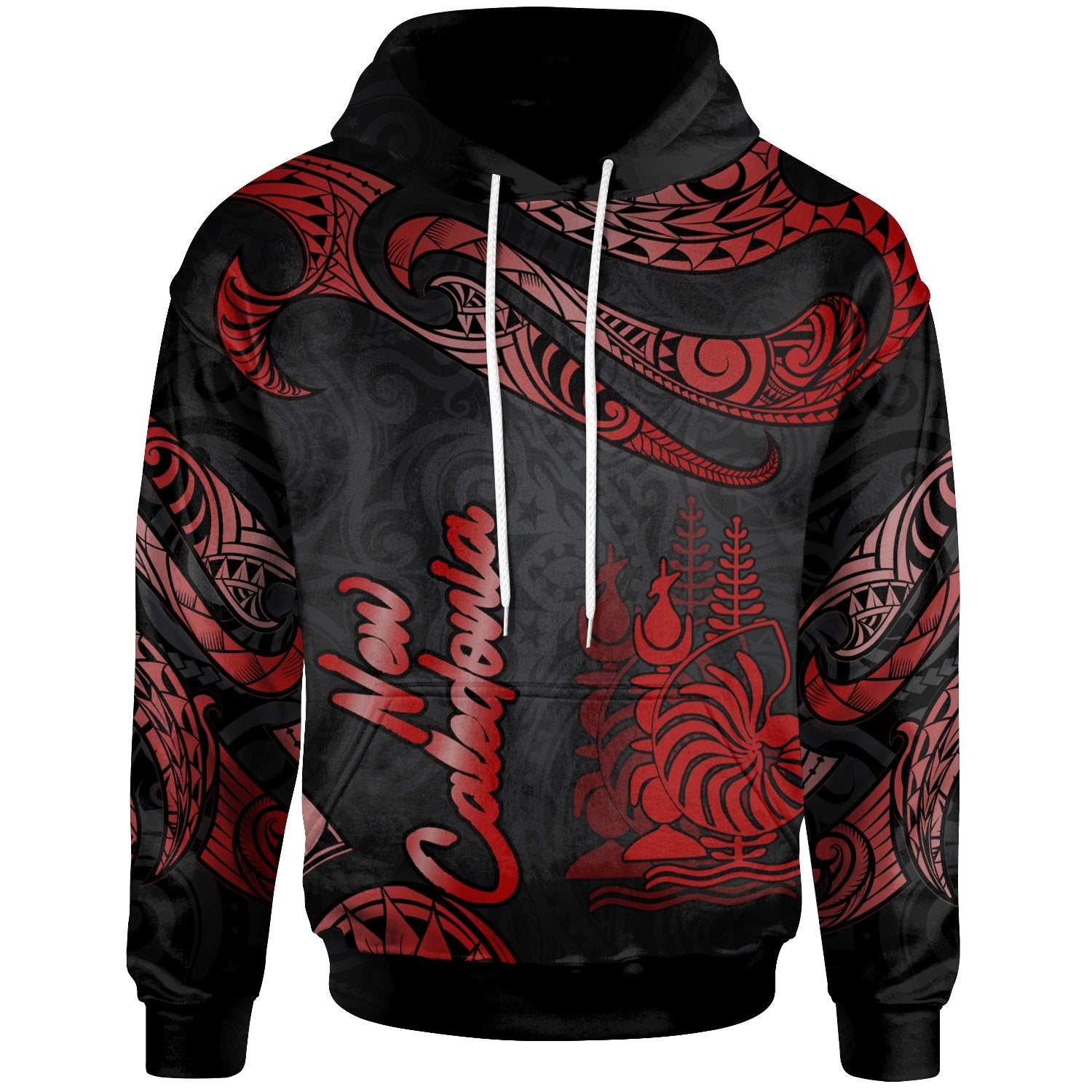 New Caledonia Hoodie Polynesian Tattoo Red Version Unisex Red - Polynesian Pride