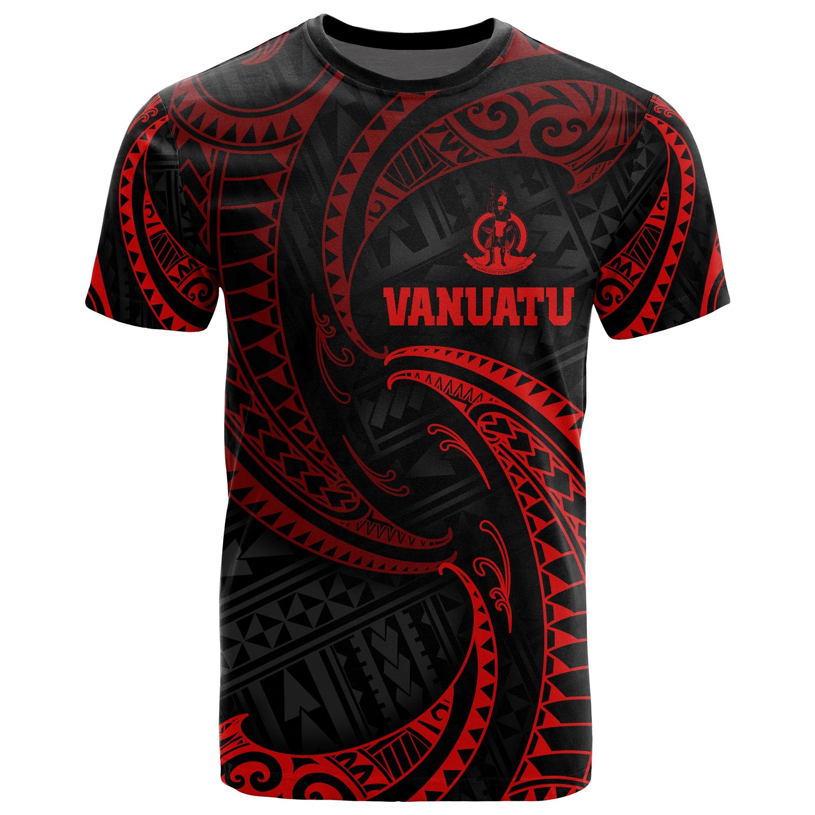 Vanuatu Polynesian All Over T Shirt Red Tribal Wave Unisex Red - Polynesian Pride