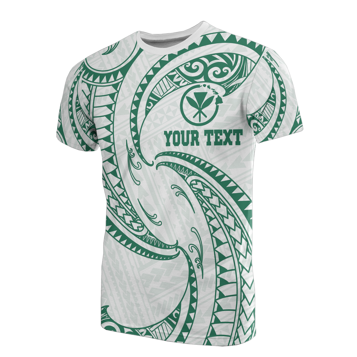 Hawaii Polynesian Custom T Shirt Green & White Tribal Wave LT12 Unisex Green - Polynesian Pride