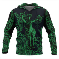 Polynesian Hawaii Hoodie Hula Girl Green Unisex Green - Polynesian Pride