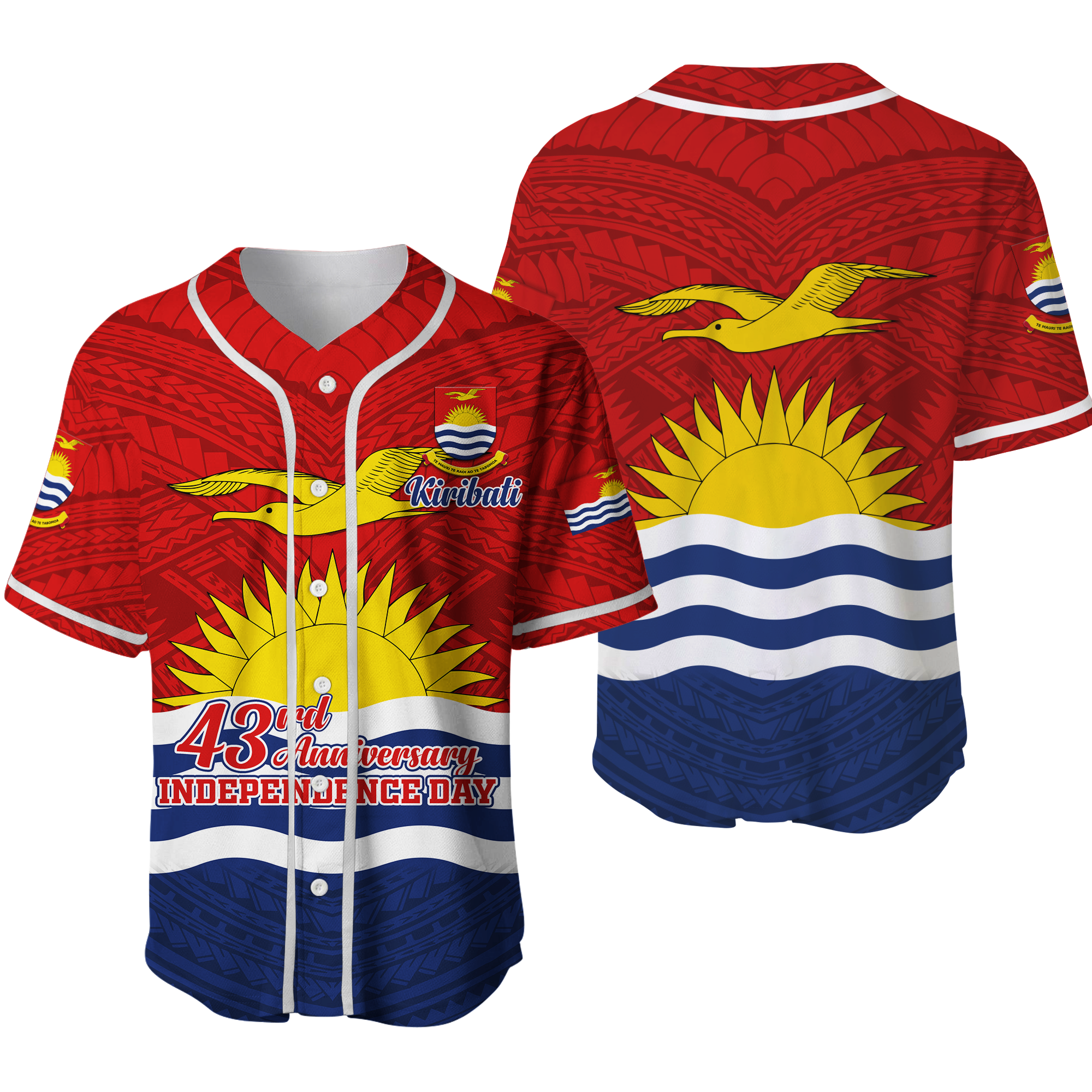 Kiribati 43rd Independence Celebrations Baseball Jersey - LT12 Unisex Blue - Polynesian Pride