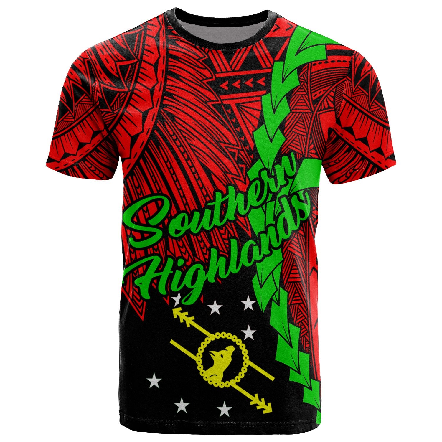 Papua New Guinea Southern Highlands Province Polynesian T Shirt Tribal Wave Tattoo Unisex RED - Polynesian Pride