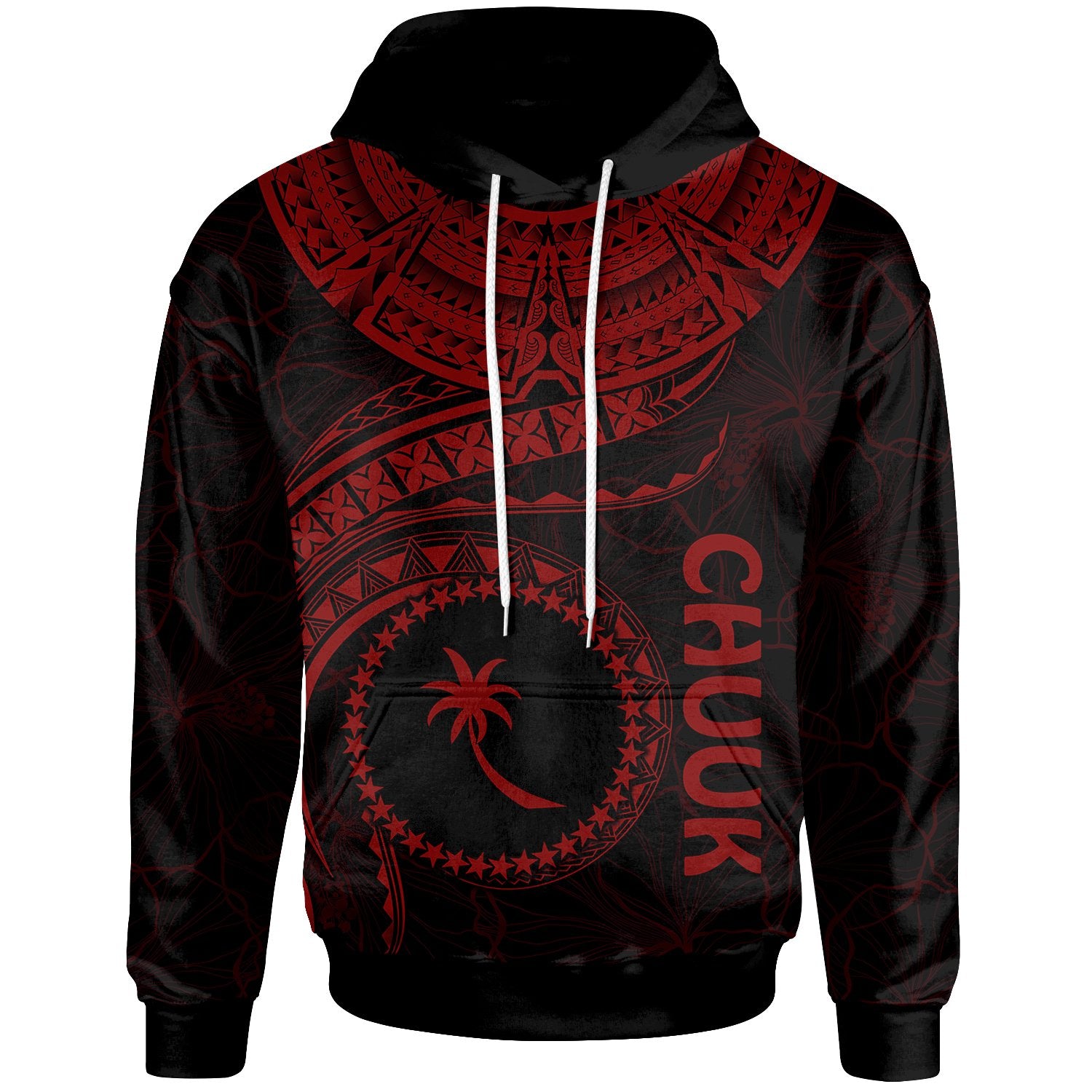 Chuuk Polynesian Hoodie Chuuk Waves (Red) Unisex Red - Polynesian Pride