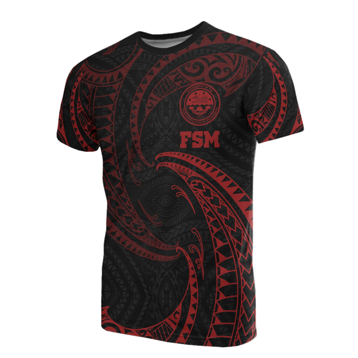 Federated States of Micronesia All Over T Shirt Red Tribal Wave Unisex Red - Polynesian Pride
