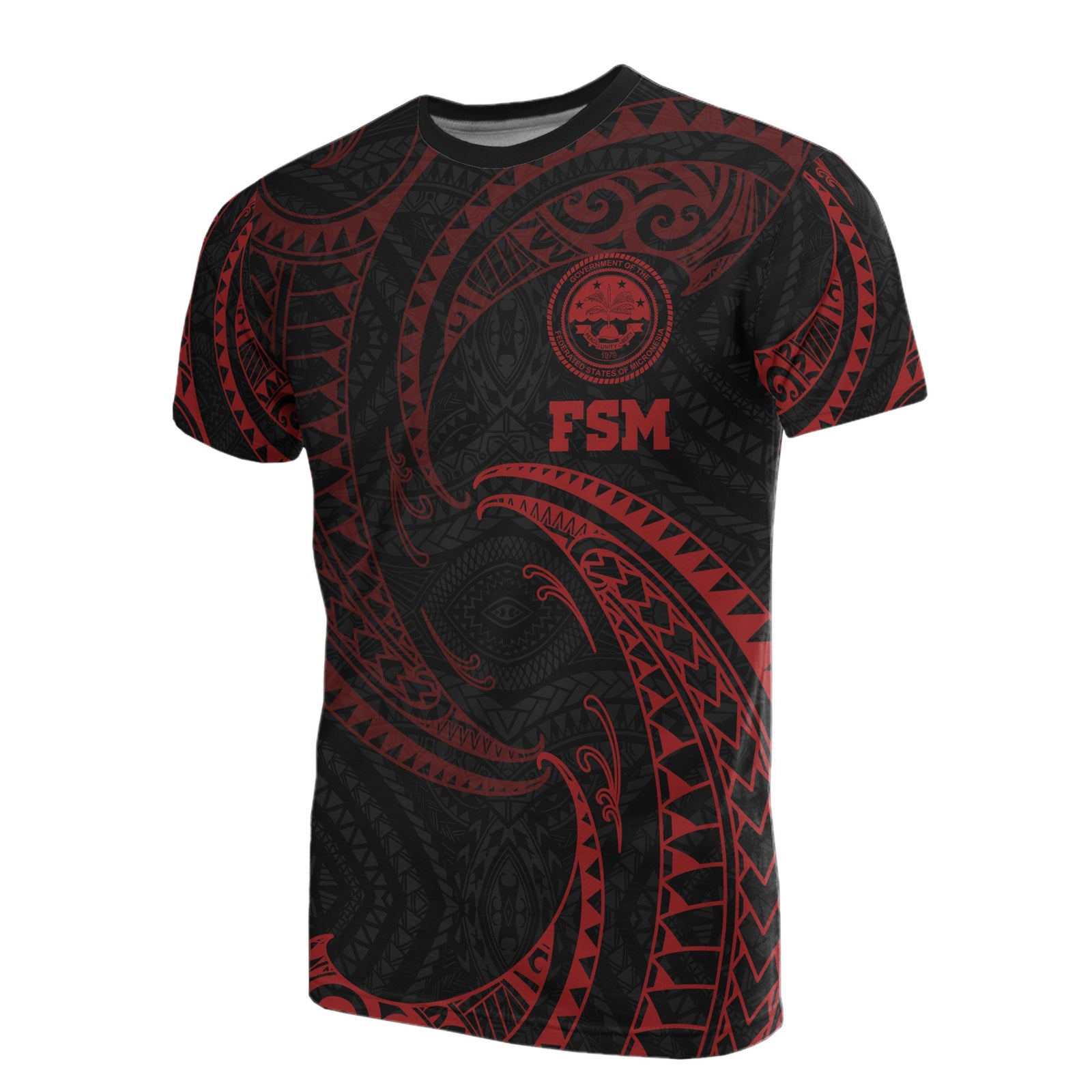 Federated States of Micronesia All Over T Shirt Red Tribal Wave Unisex Red - Polynesian Pride
