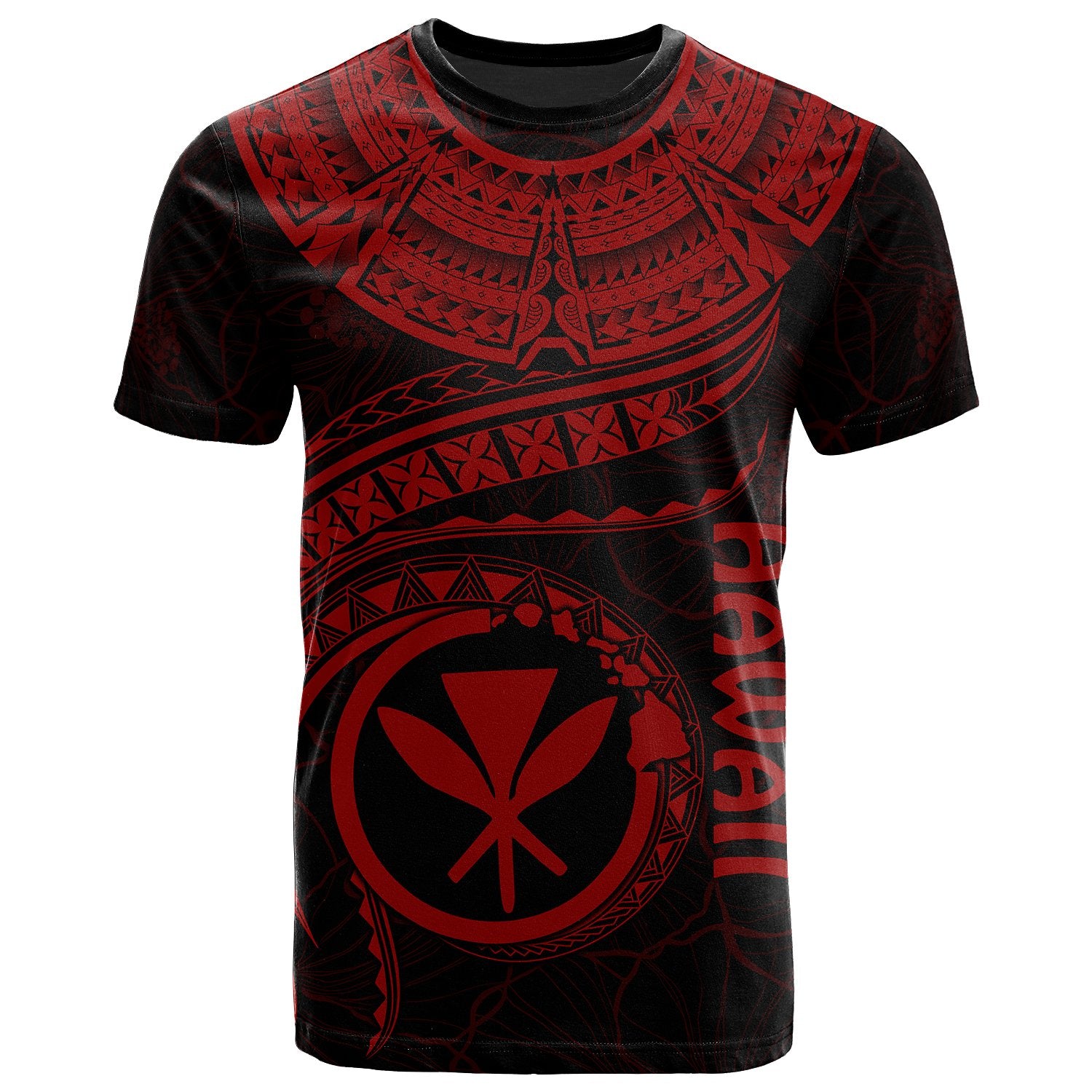 Polynesian Hawaii Kanaka Maoli T Shirt Hawaiian Waves (Red) Unisex Red - Polynesian Pride