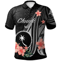 Chuuk of Micronesia Polo Shirt Polynesian Hibiscus Pattern Style Unisex Black - Polynesian Pride
