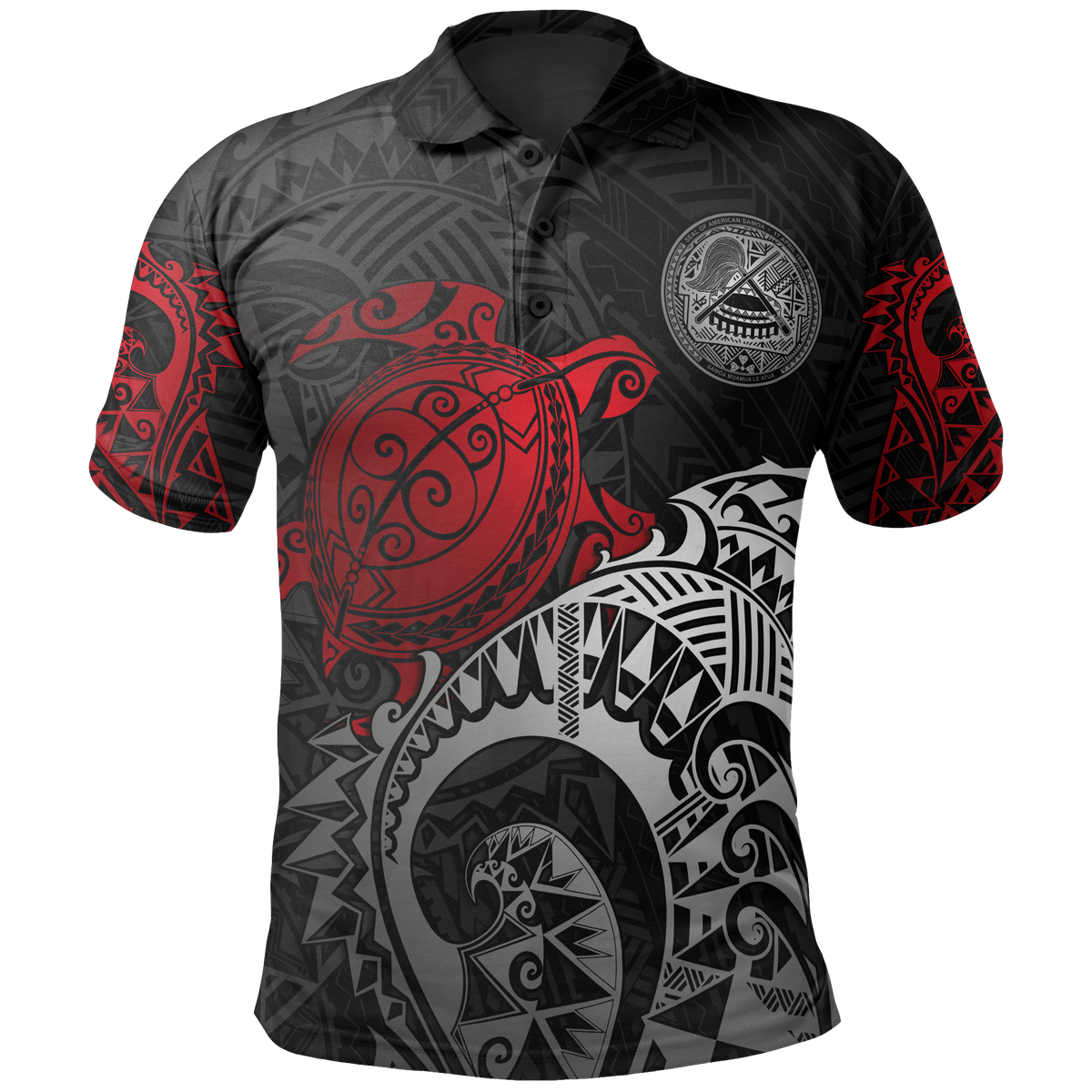 American Samoa Polo Shirt Amerika Samoa Seal Red Turtle Tattoo Unisex RED - Polynesian Pride