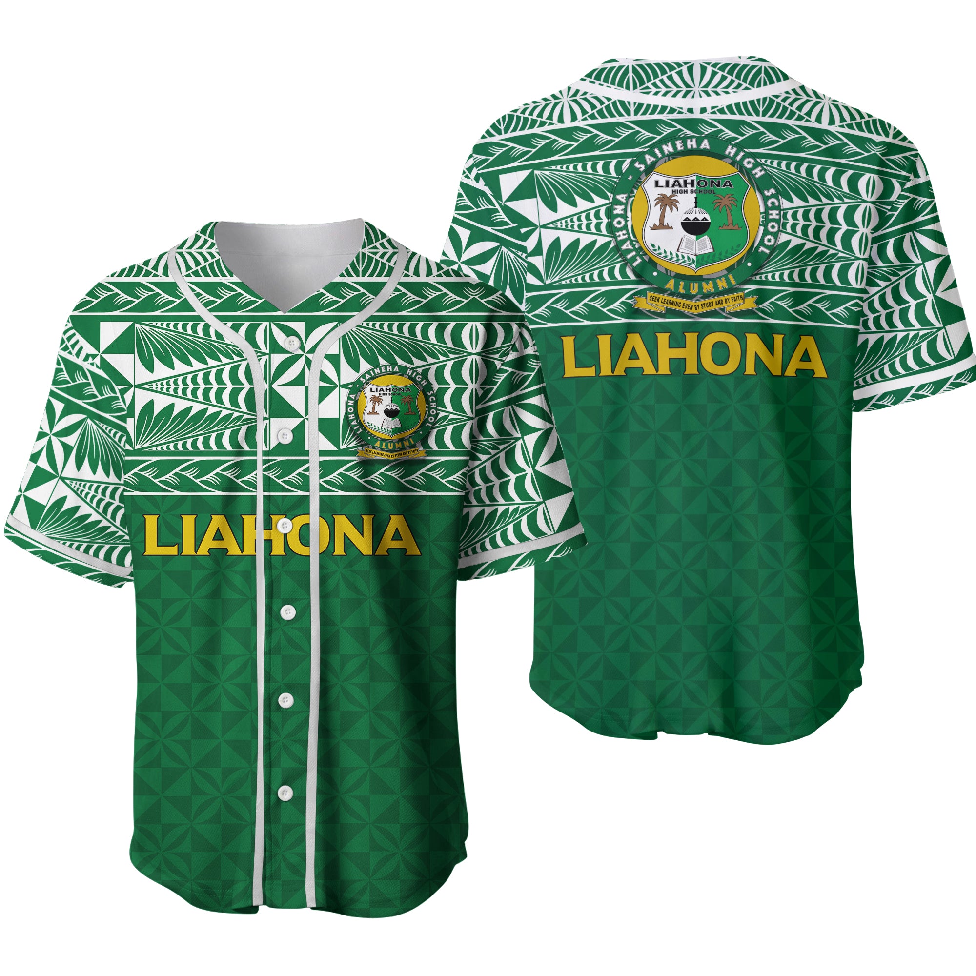 Liahona Tonga Baseball Jersey - Tongan Pattern - LT12 - Polynesian Pride