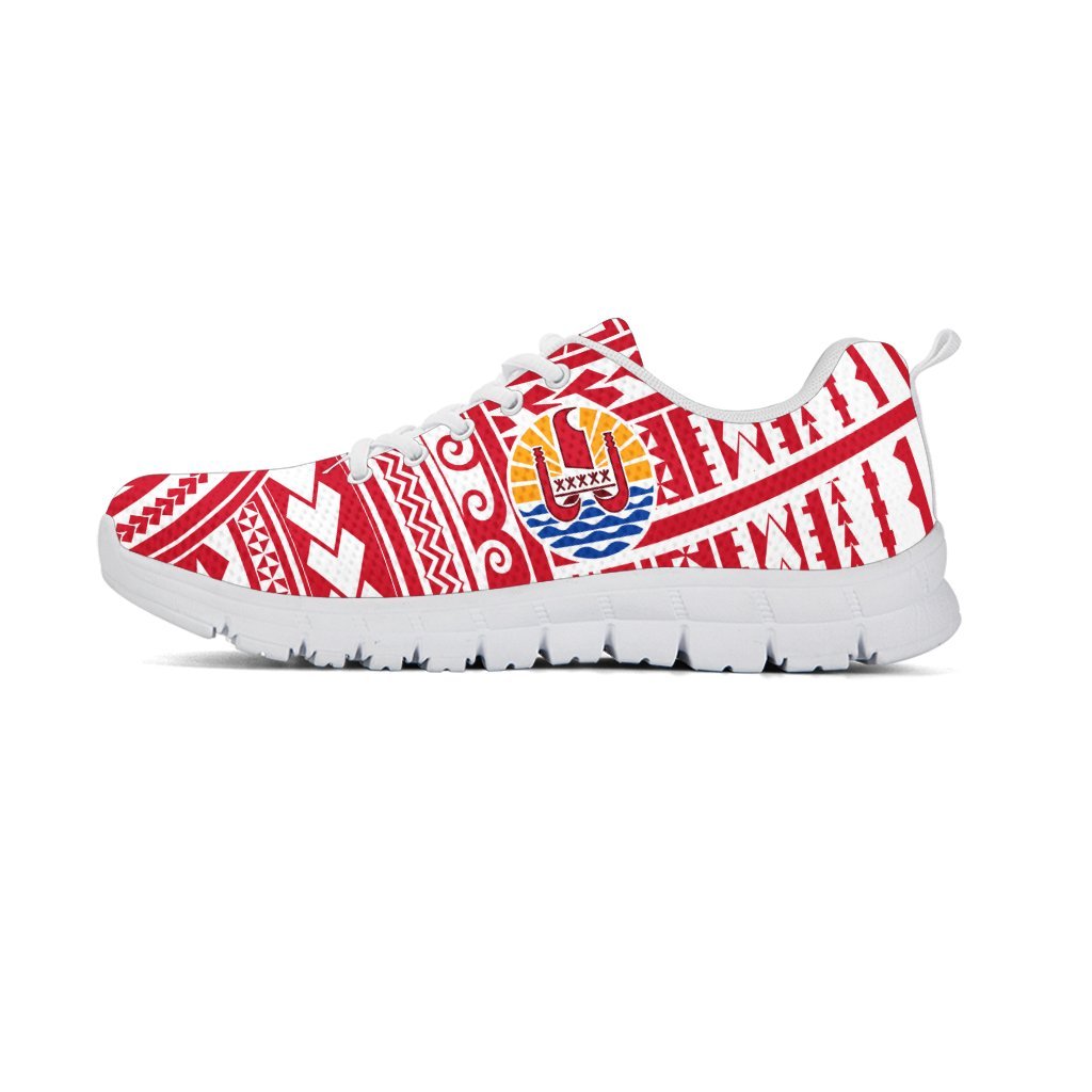 French Polynesia Tahiti Sneakers - Tahiti Coat of Arms Polynesian Tattoo - A0 - Polynesian Pride
