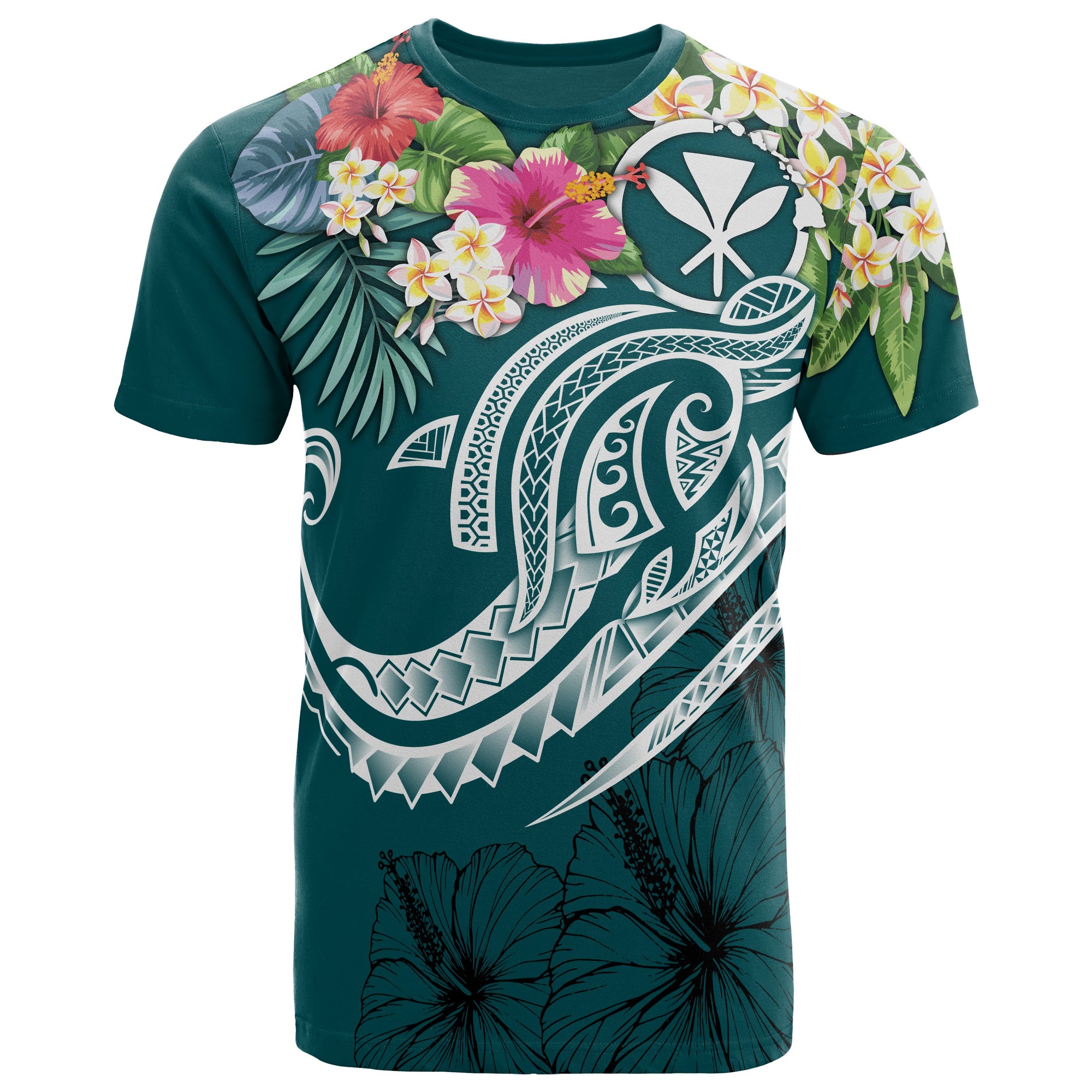 Polynesian Hawaii Kanaka Maoli T Shirt Summer Plumeria Unisex Blue - Polynesian Pride