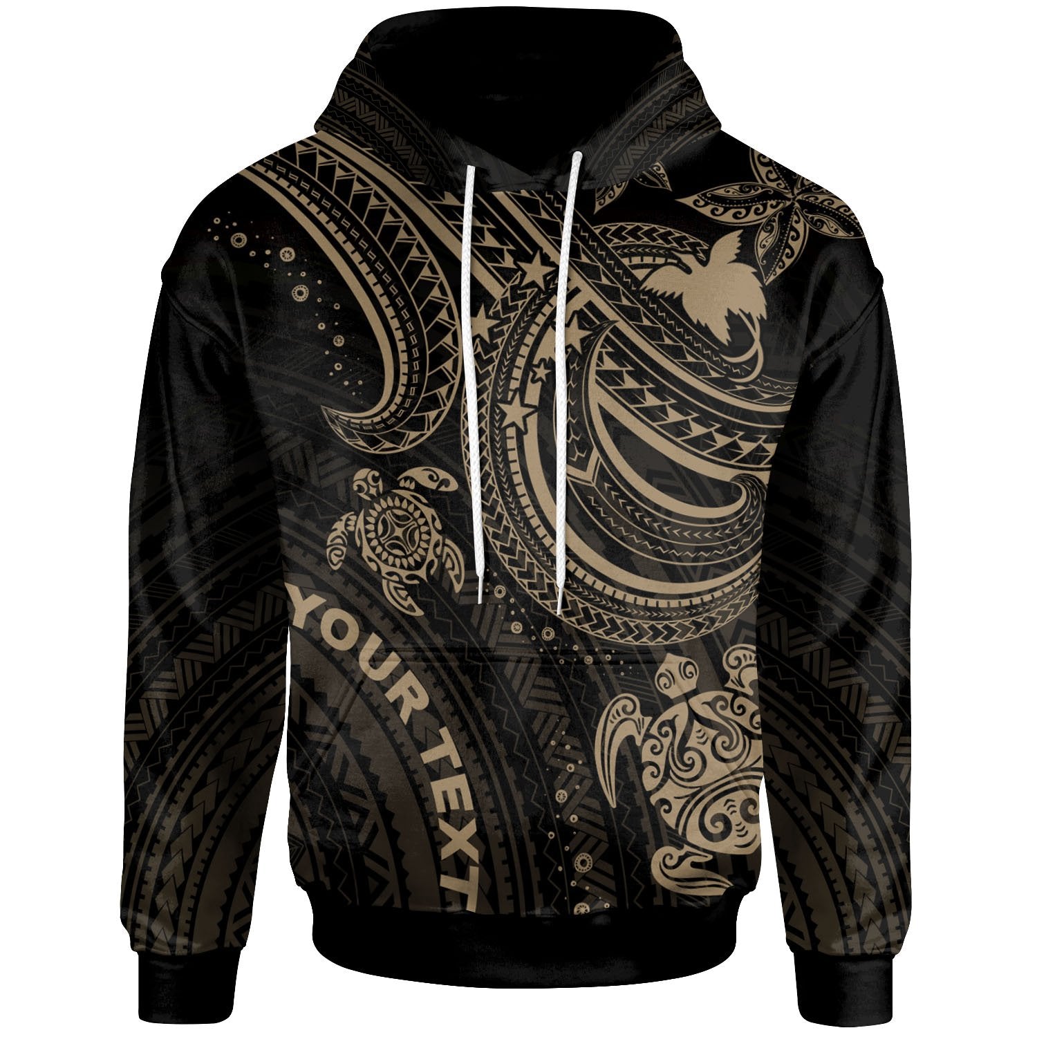 Papua New Guinea Custom Hoodie Gold Turtle Unisex Gold - Polynesian Pride