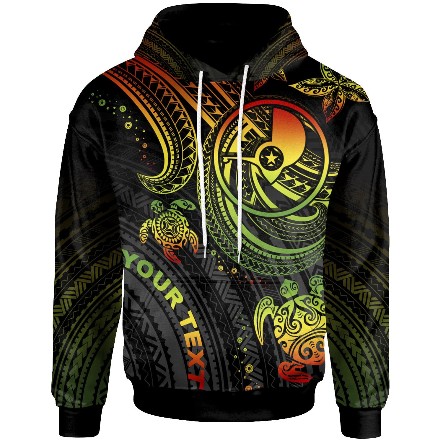 Yap Custom Hoodie Reggae Turtle Unisex Reggae - Polynesian Pride