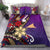 Tokelau Polynesian Bedding Set - Tribal Flower With Special Turtles Purple Color Purple - Polynesian Pride