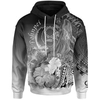 Pohnpei Hoodie Humpback Whale with Tropical Flowers (White) Unisex White - Polynesian Pride