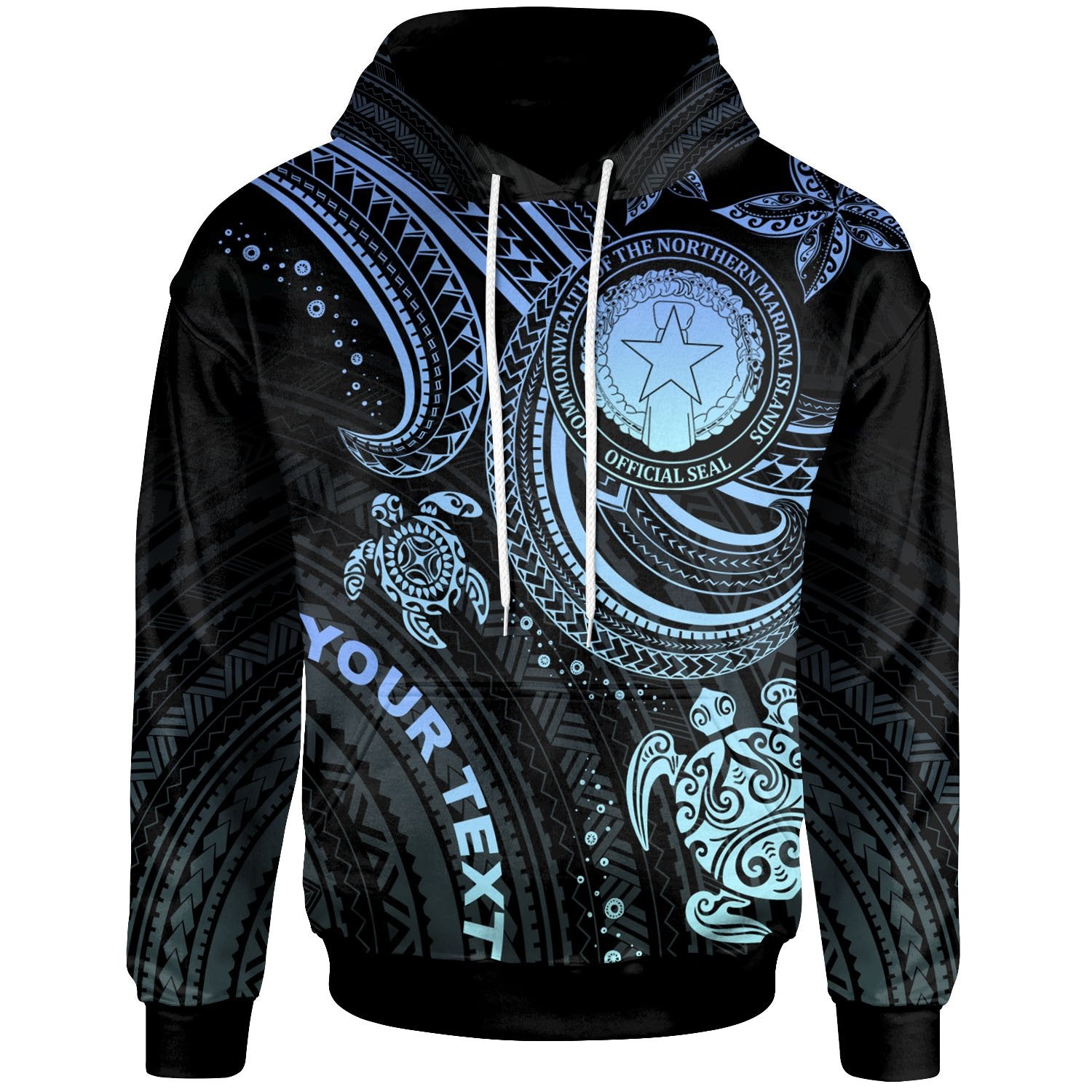 Northern Mariana Islands Custom Hoodie Blue Turtle Unisex Blue - Polynesian Pride