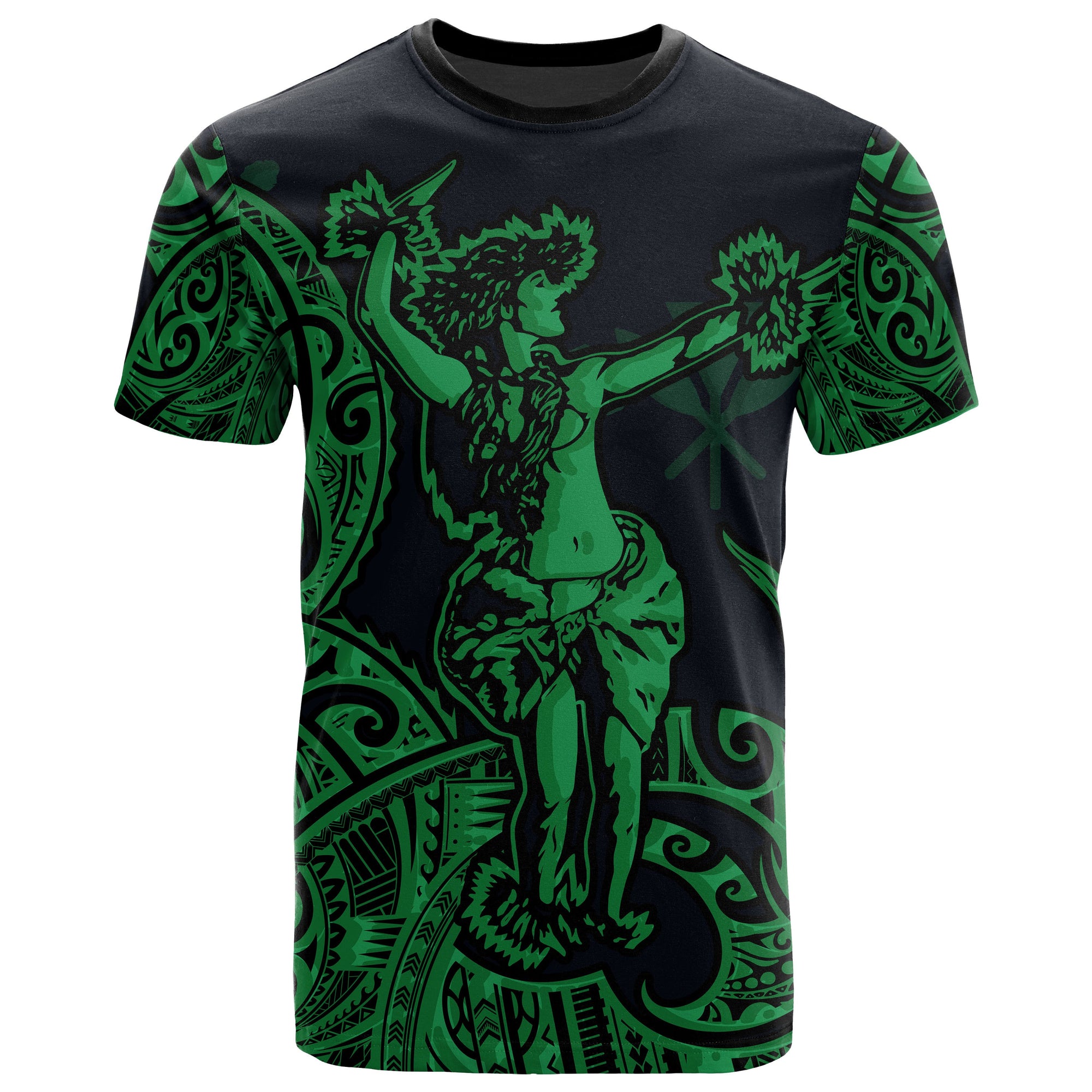 Polynesian Hawaii T Shirt Hula Girl Green Unisex Green - Polynesian Pride