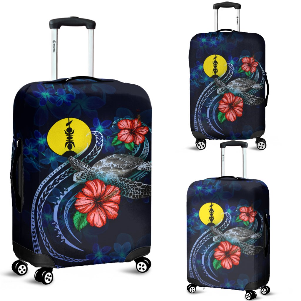 New Caledonia Polynesian Luggage Cover - Blue Turtle Hibiscus Blue - Polynesian Pride