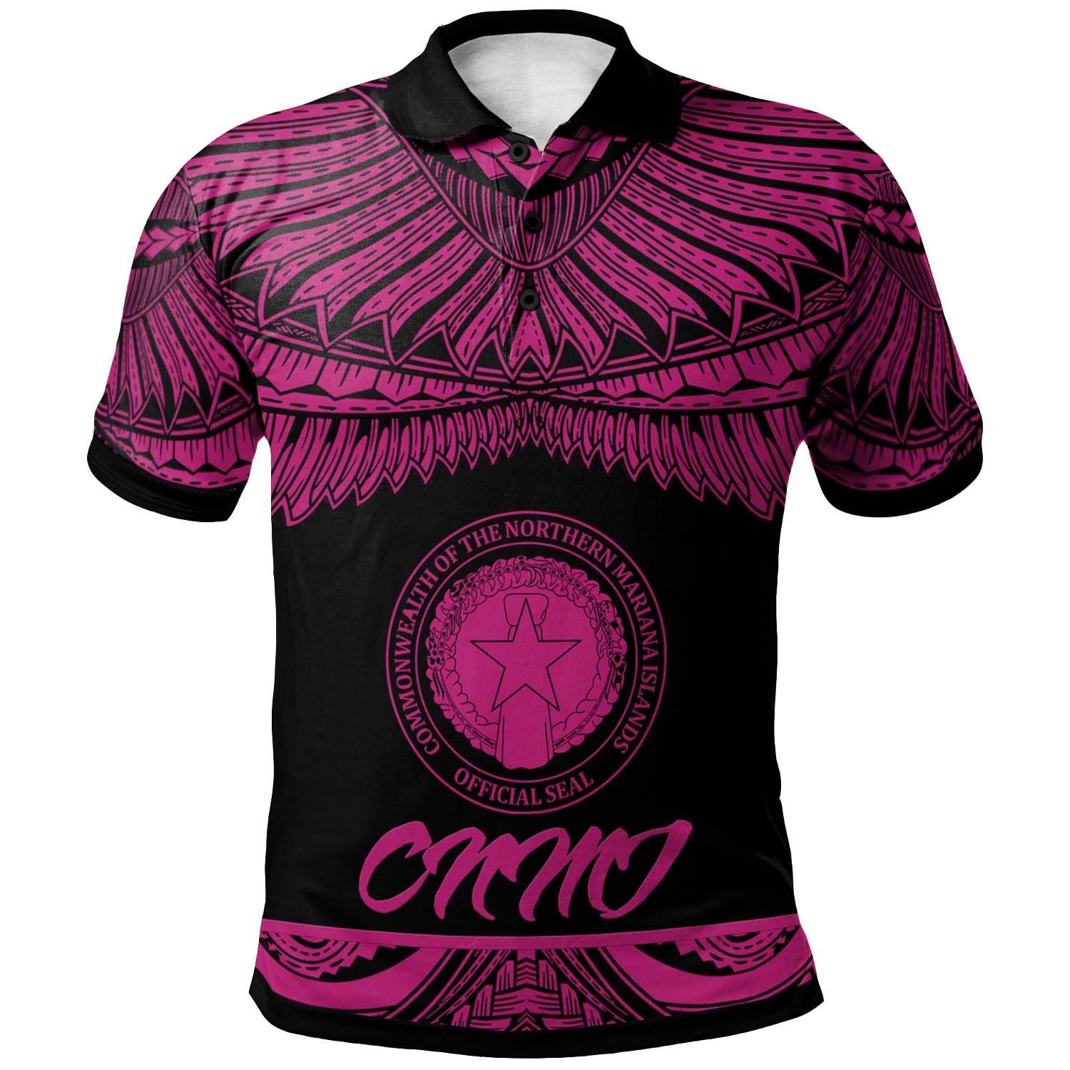 Northern Mariana Islands Polo Shirt Polynesian Tattoo Pink Version Unisex Pink - Polynesian Pride