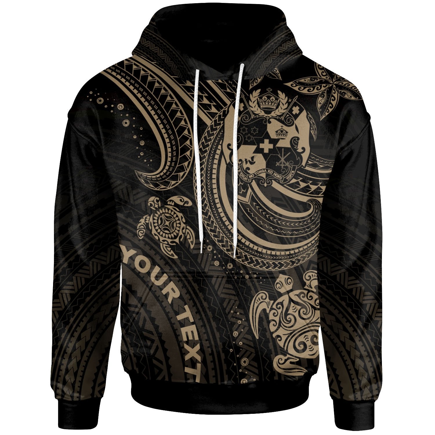 Tonga Custom Hoodie Gold Turtle Unisex Gold - Polynesian Pride