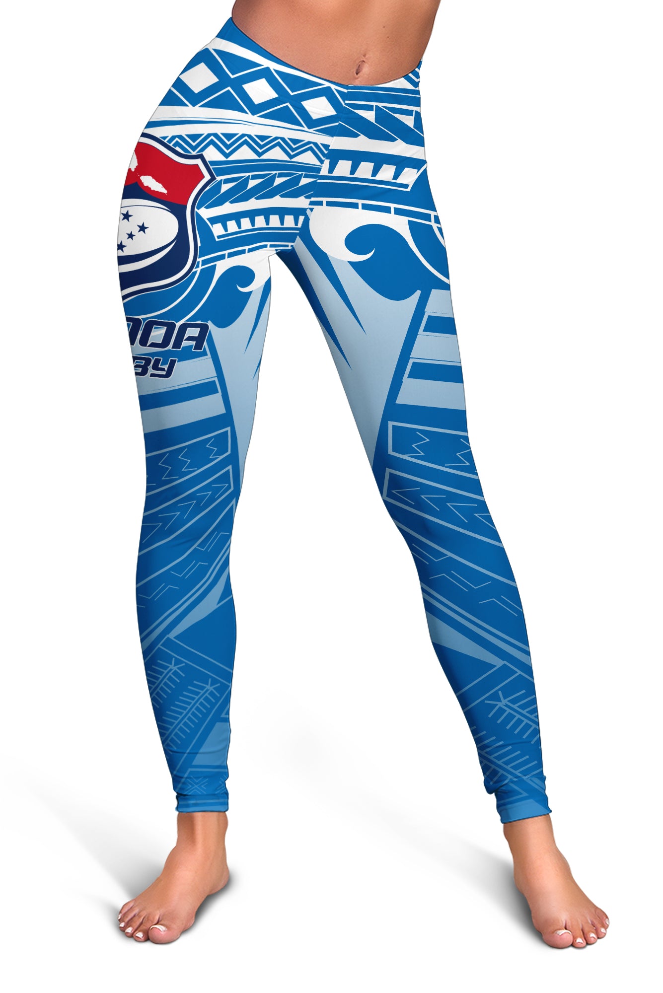 (Custom Personalised) Samoa Rugby Toa Samoa Blue Style Women Legging - LT2 Blue - Polynesian Pride